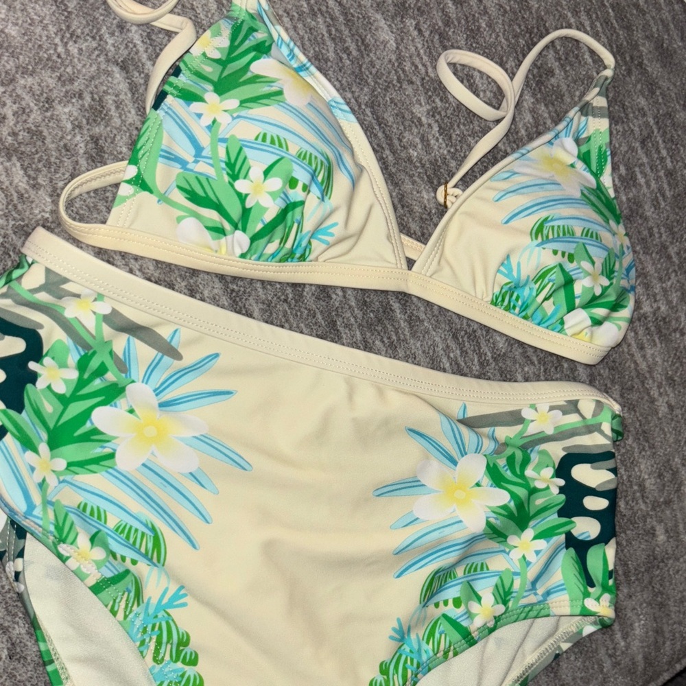 Floral Bikini Set with Tropical Print